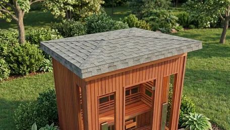 Top angle view of Horizon roof with grey shingles finish
