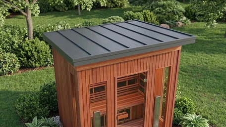 Top angle view of Horizon roof with charcoal metal finish