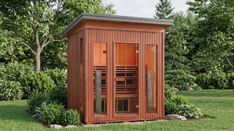 Horizon charcoal metal roof on outdoor sauna