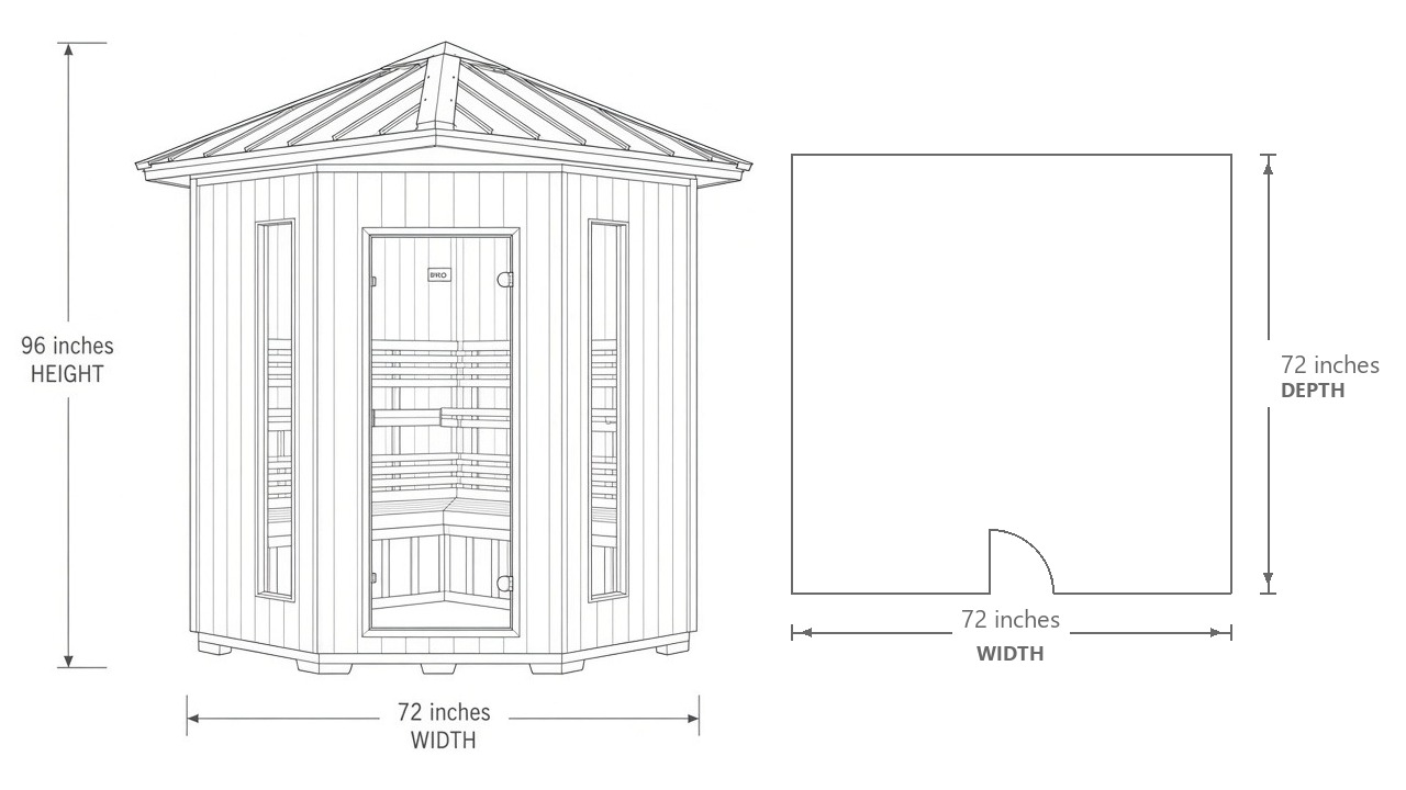 LEGACY VIORA™ Hybrid Sauna- Summit Edition dimensions