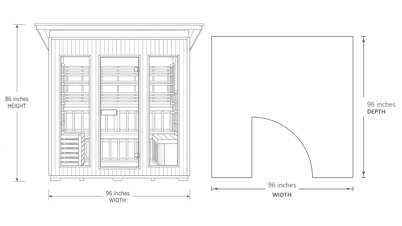 LEGACY PINNACLE™ Hybrid Sauna dimensions